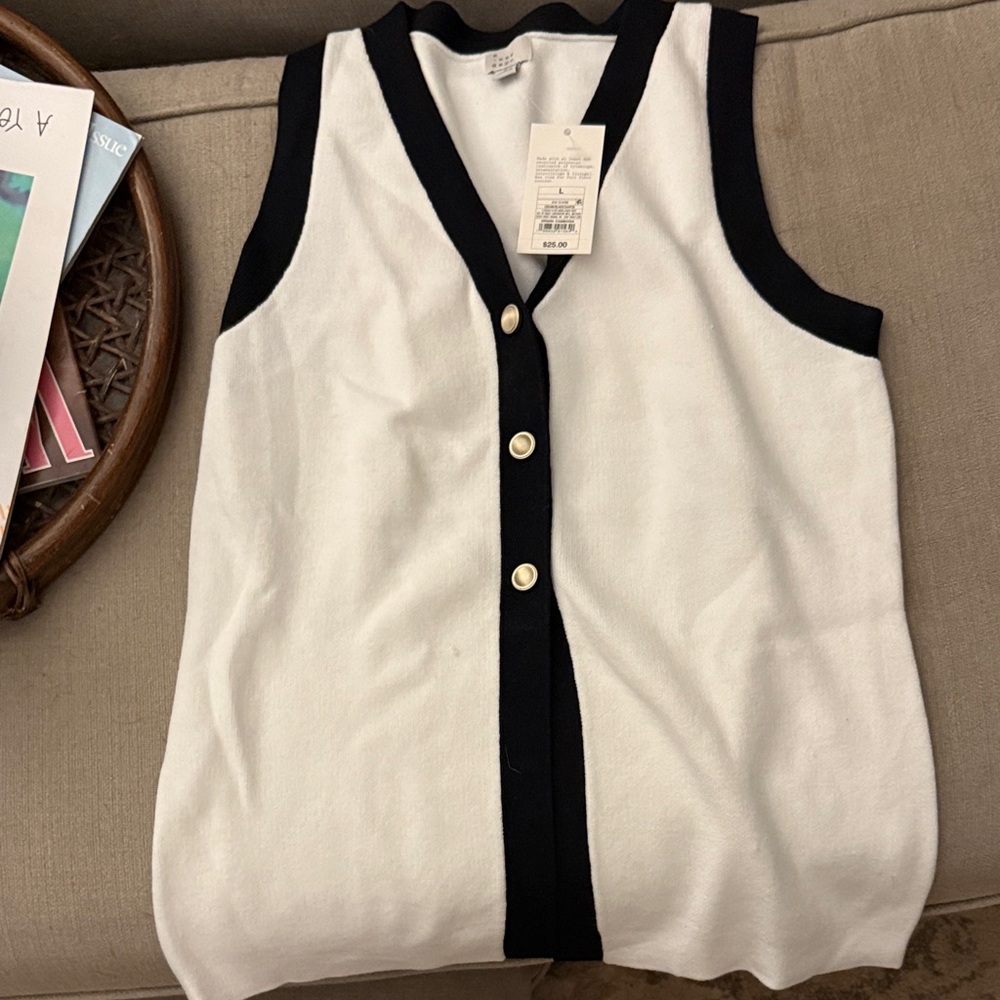 a new day Black and White Knit Vest